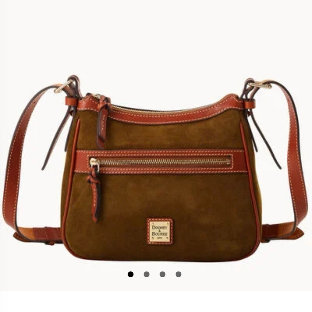 NWT Dooney & Bourke Olive Suede Small Presley Bag with 3-piece Adjustable Strap.